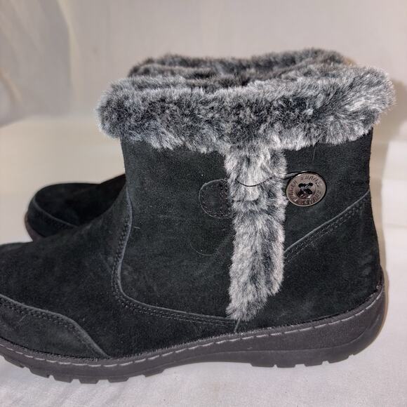 Khombu Iris Winter Snow Boots Womens Size 10 Black Faux Fur Trim Side Zip EUC - Picture 3 of 10